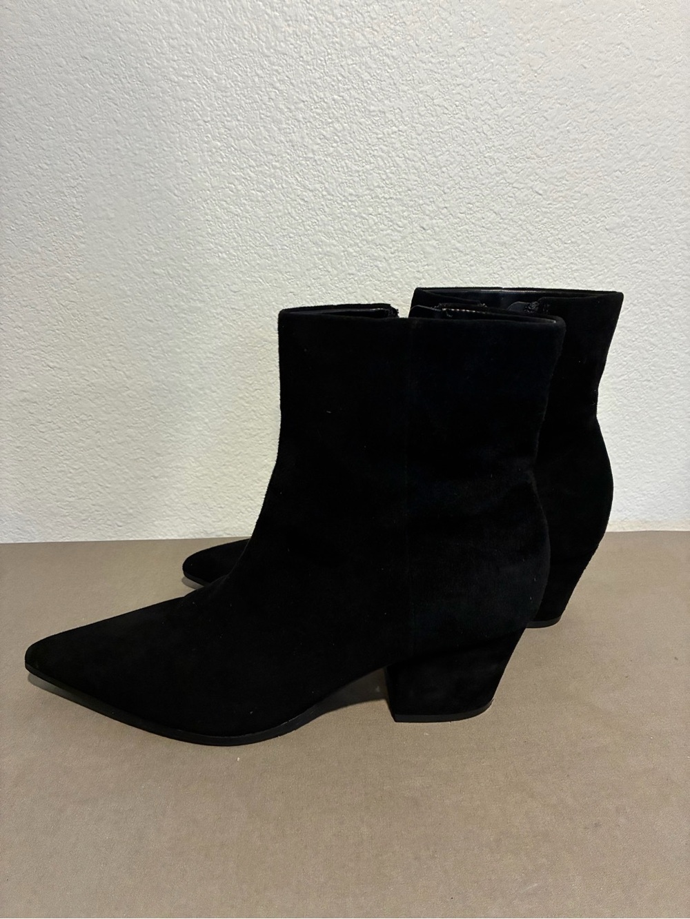Nine West Black Suede Pointed Toe Ankle Booties
